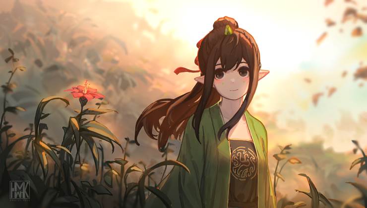 illustration, girl, wallpaper, cute, original works, nature, sunshine, elf, Chinese style, Hanfu