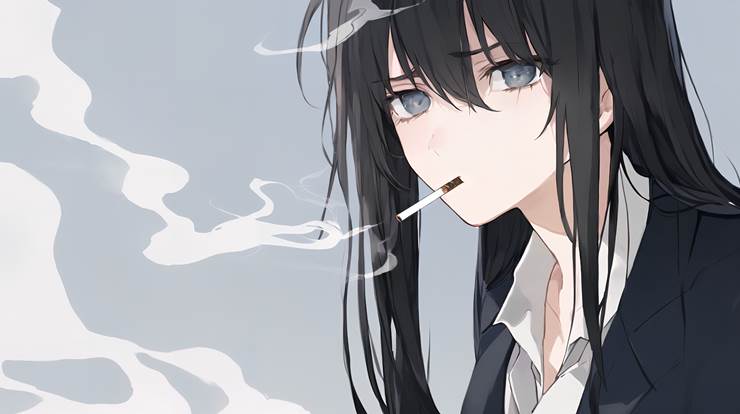 女孩子, young girl, 西装, girl in suit, smoking, smoking