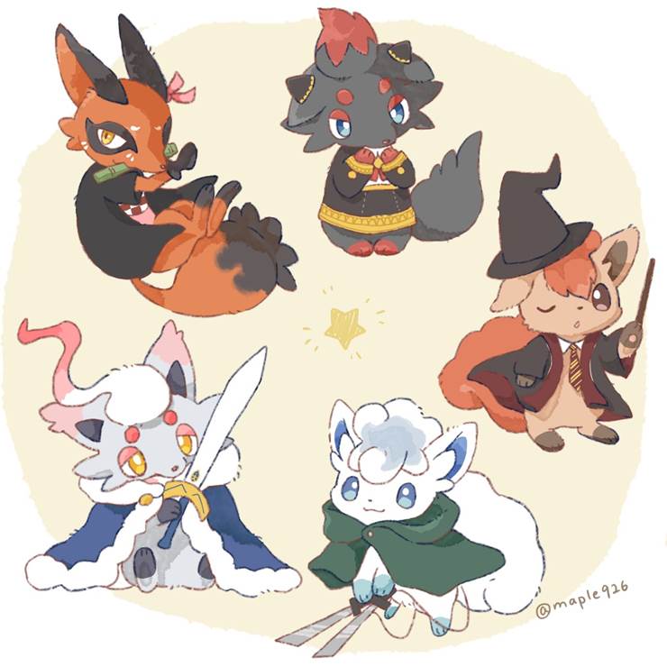 Nickit, vulpix, Alolan Vulpix, zorua, Hisuian Zorua, Pokémon, cosplay, Demon Slayer: Kimetsu no Yaiba, Attack On Titan, Saber