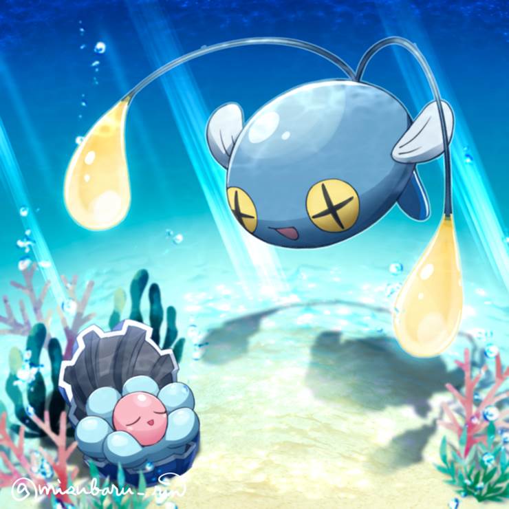 Pokémon, Chinchou, Clamperl, one hour drawing, Water-type