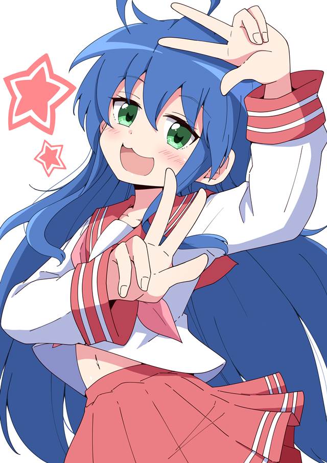 Lucky Star, Konata Izumi, sailor uniform, bellybutton