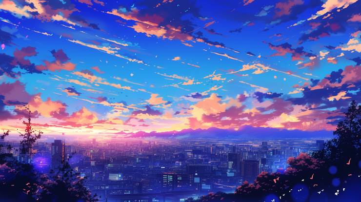 风景, background, scenery, sky, 云, town, 黎明