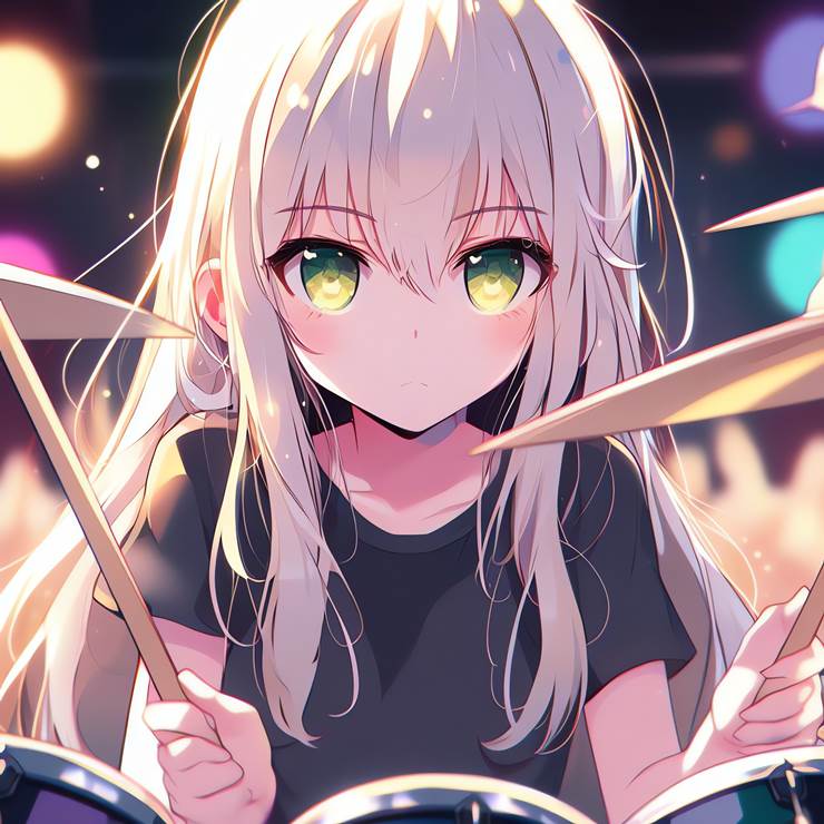 drums, all-female band, 水手服, live, 原创角色, AI 画作, 萝莉, 乐器