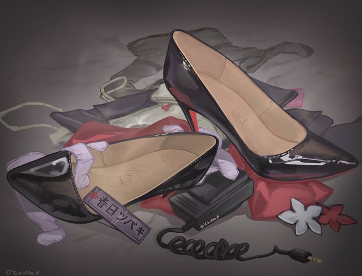 高跟鞋, 碧蓝档案, Tsubaki, 黑丝袜, uniform, Kasuka Tsubaki, camellia