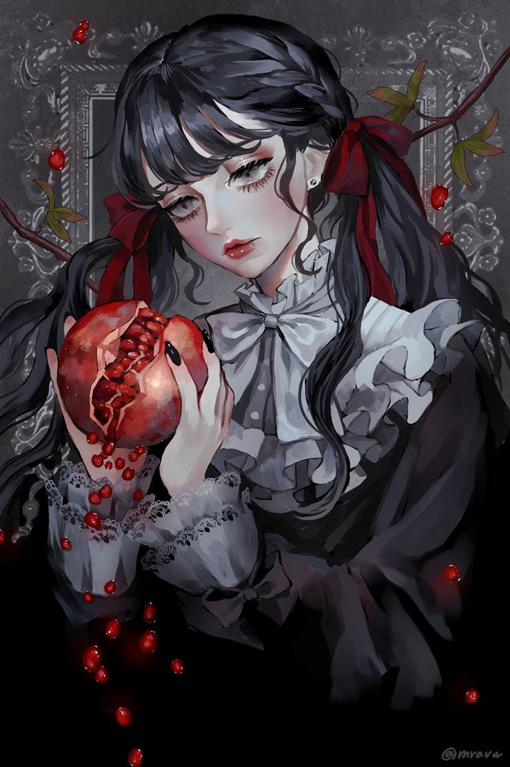 原创, 女孩子, pomegranate, gothic
