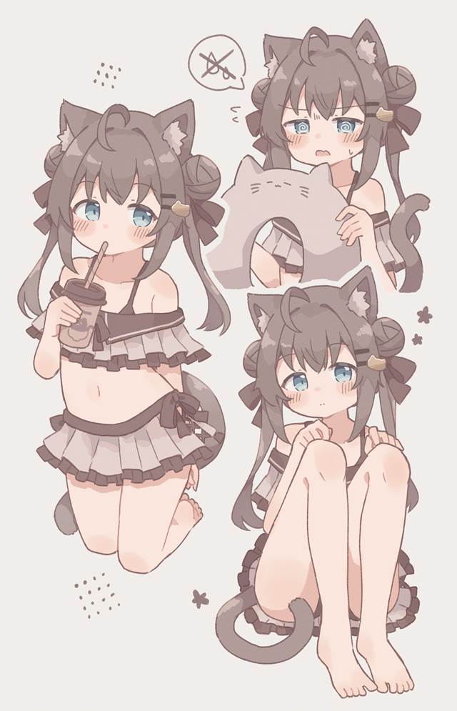 cat ears, animal ears, original, bellybutton