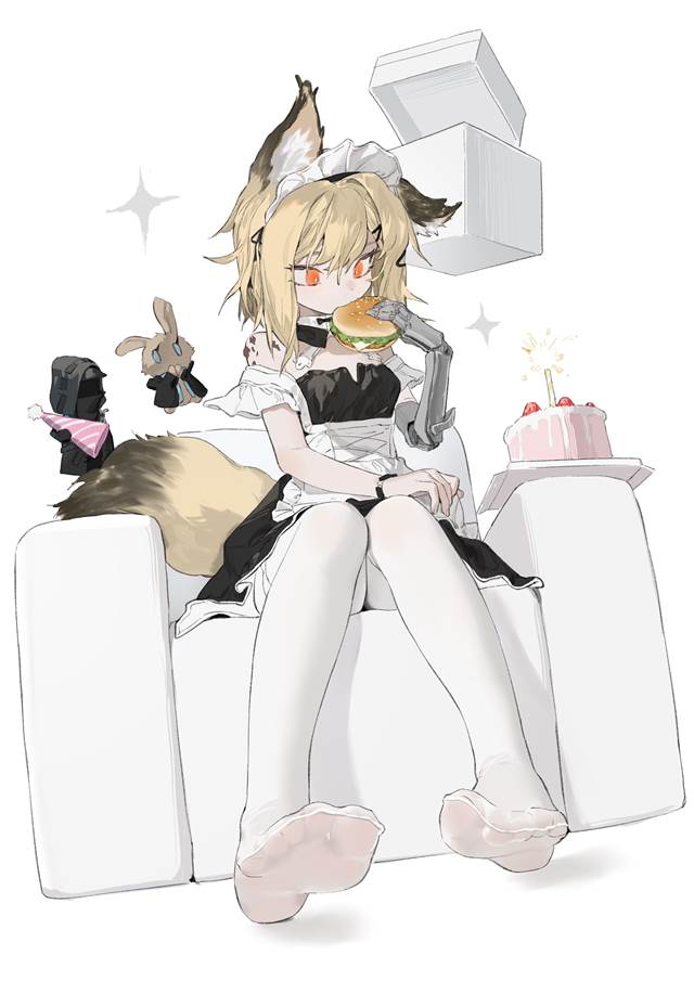 Vermeil (Arknights), Arknights, created by the original author, Arknights 1000+ bookmarks, The soles of feet in socks, animal ears, maid