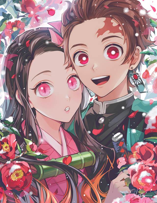 灶门祢豆子, 灶门炭治郎, 鬼灭之刃, Kamado brothers, 版权, Demon Slayer: Kimetsu no Yaiba 1000+ bookmarks