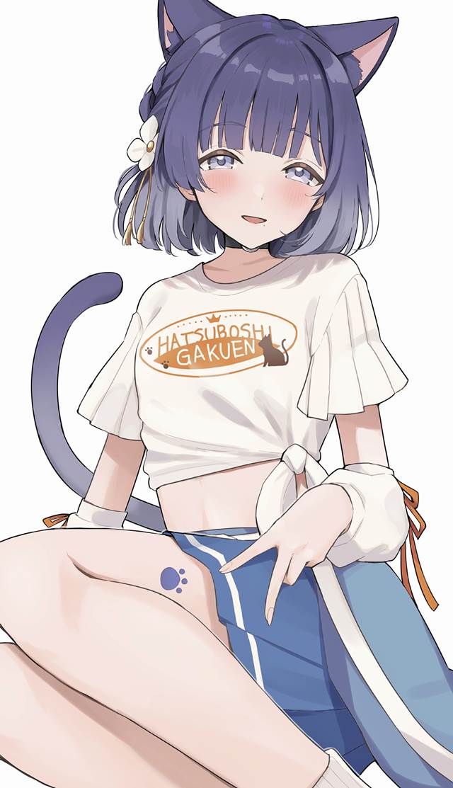 Gakuen IDOLM@STER, 偶像大师, Misuzu Hataya, The Idolmaster 500+ bookmarks, cat ears, tied hem, 女孩子