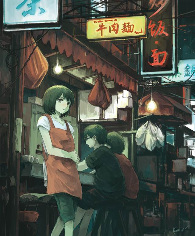 原创, 风景, 女孩子, night, alley, market stall, night view