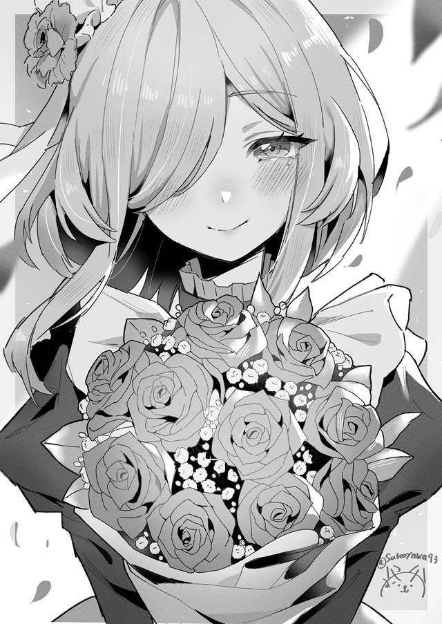 原创, Original 500+ bookmarks, bouquet, 女孩子, 女仆