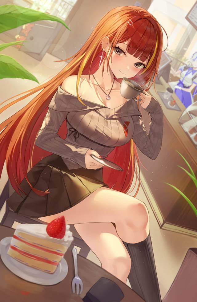 女孩子, 跷二郎腿, red hair, thighs