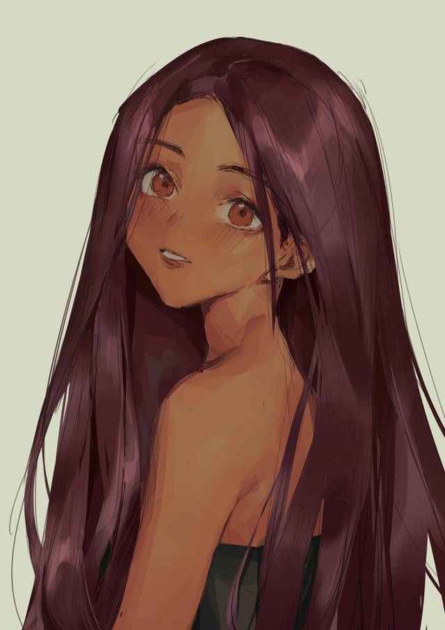 very long hair, 女孩子, 小麦色