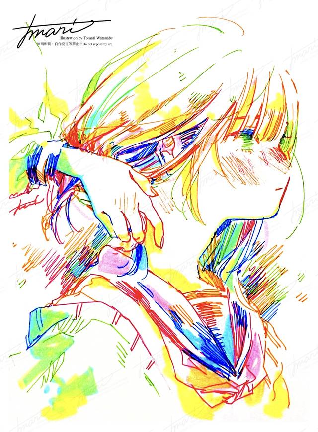 水手服, 原创, yuri, highlighter pen, 手绘