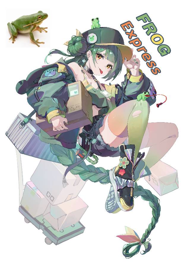 女孩子, frog, frog girl, original