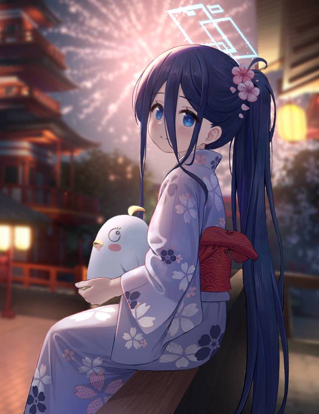 Alice Tendou, 碧蓝档案, 女孩子, 萝莉, yukata, 焰火