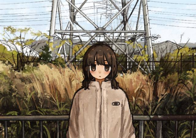 原创, 女孩子, 风景, lattice tower, 电线