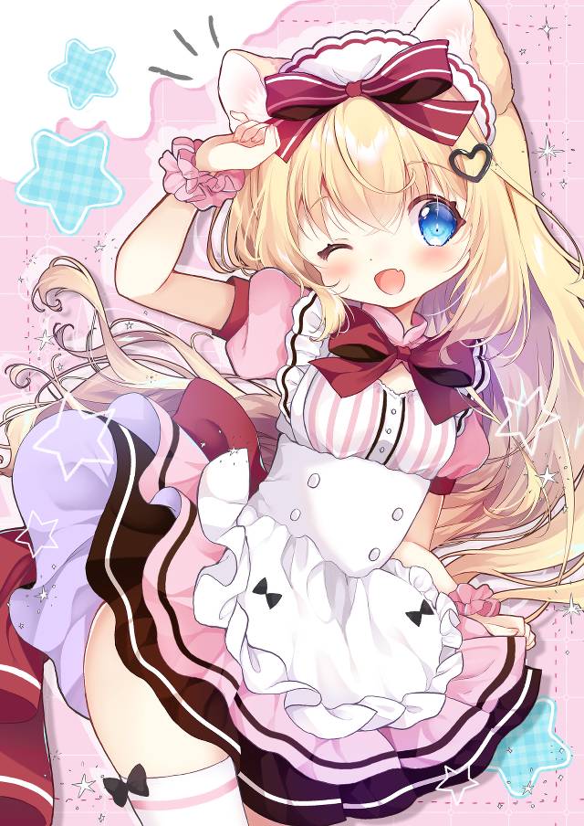 原创, 女孩子, cat ears, 女仆, 猫耳女仆, 抛媚眼