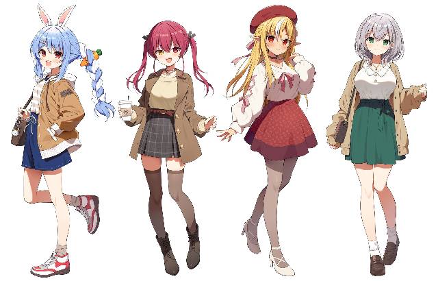 Usada Pekora, Houshou Marine, Flare Shiranui, 白银诺艾尔, Hololive, 虚拟主播, Virtual YouTuber 1000+ bookmarks