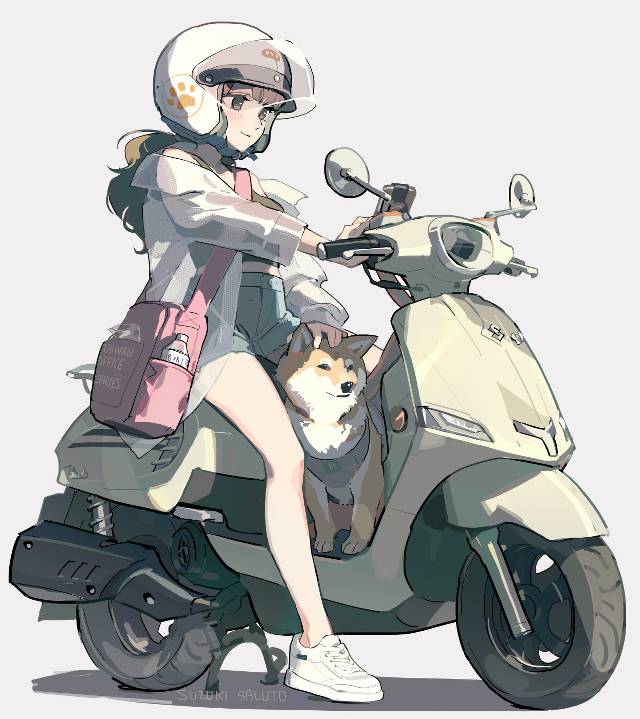 原创, taiwan, dog and girl, 自行车, scooter, Original 500+ bookmarks