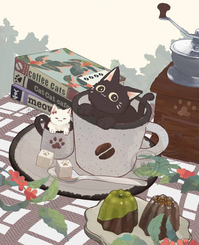 原创, cat, 猫, 食物, 咖啡