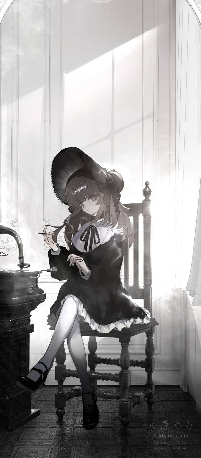 原创, 女孩子, 原创, 哥特萝莉, smoking, background, young girl