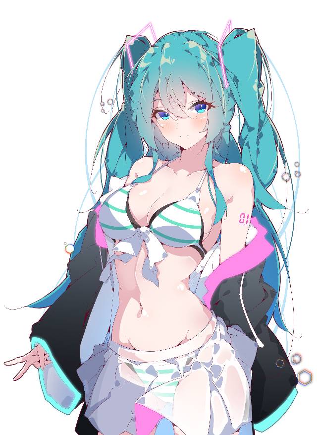 初音未来, vocaloid, 泳装, swimsuit parka