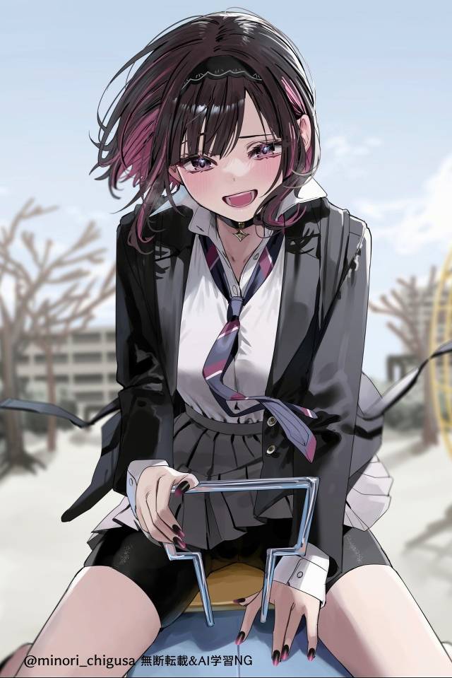 原创, 女孩子, 魅惑的大腿, 紧身裤, school uniform with shorts, Ren Shirayuki, yuri, necktie, Shino and Ren, 原创5000users加入书籤