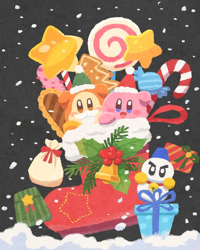 星之卡比, 卡比, 圣诞节, waddle dee, 粗眉雪人