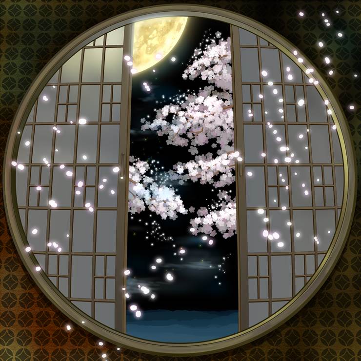 夜樱, moon, background material, background