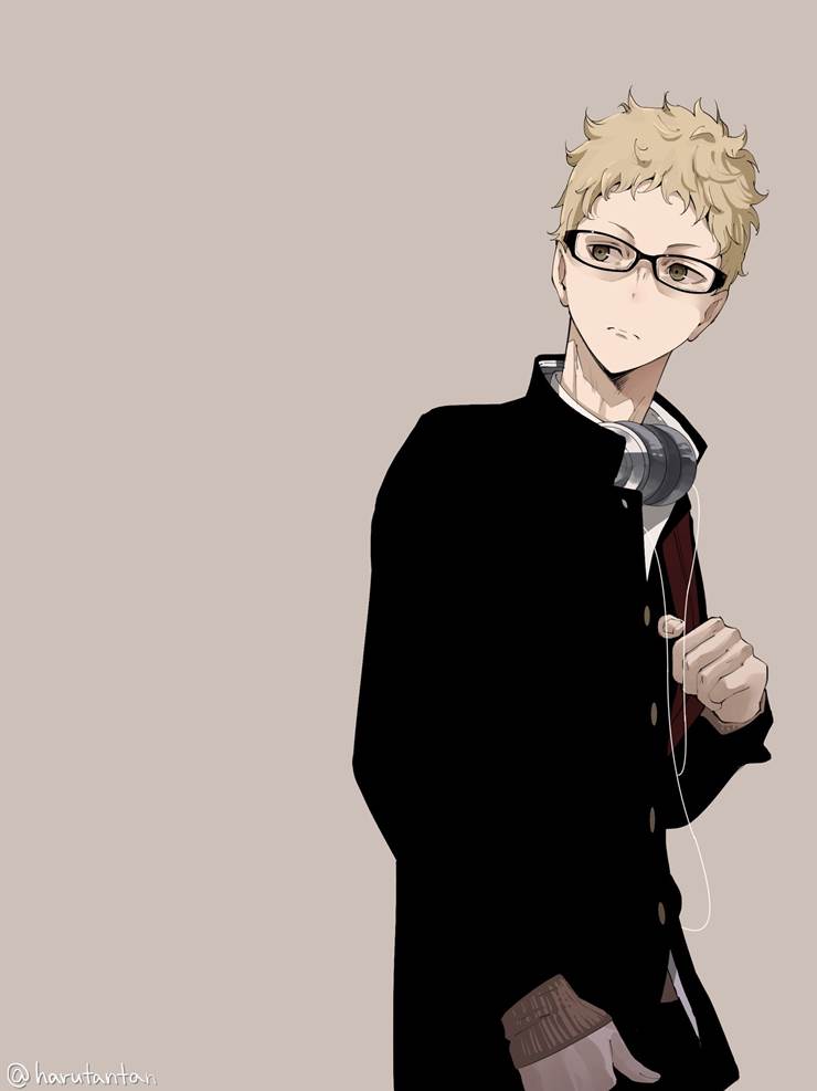 排球少年！！, Kei Tsukishima, 插画, Haikyu!! 100+ bookmarks, glasses boy, male school uniform with stand-up collar