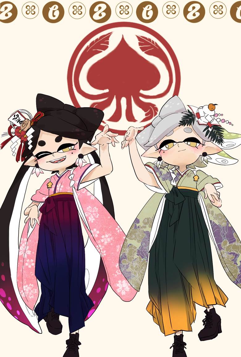 Squid Sisters, 漆弹大作战, Callie, 萤, hakama, Japanese-style, women's hakama, Splatoon 100+ bookmarks