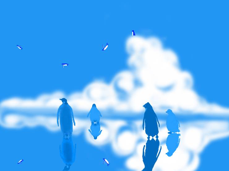 蓝, 企鹅, Emperor Penguin, 乌尤尼盐沼, blue color scheme, 原创
