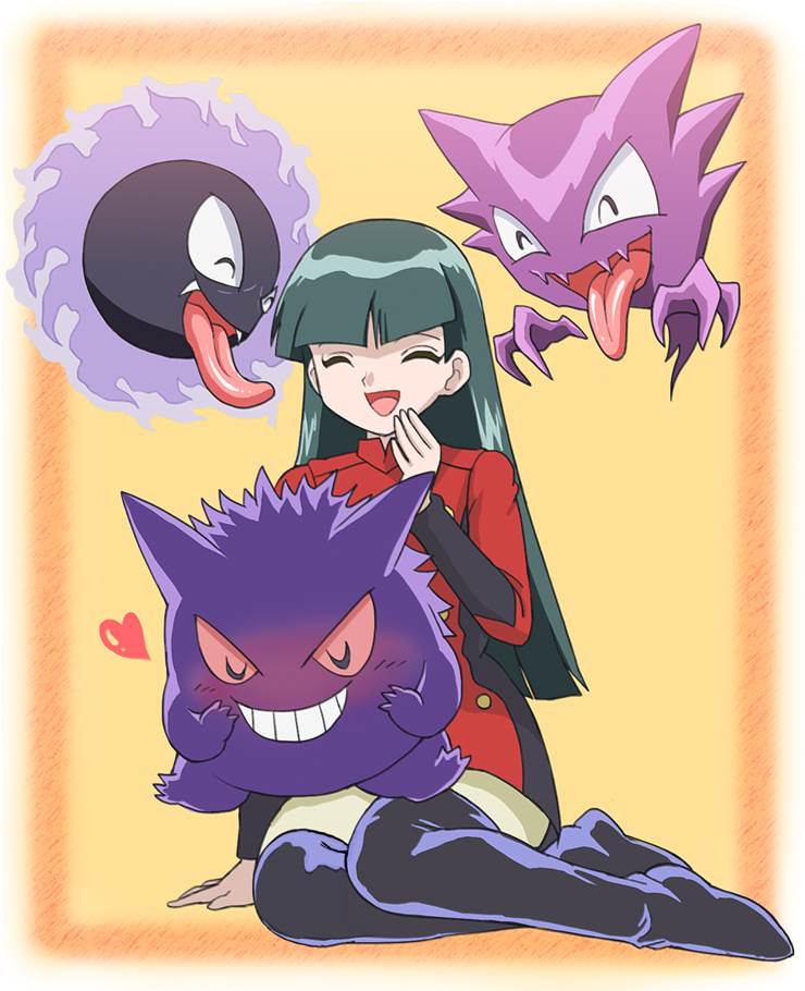 精灵宝可梦, gym leader, gengar, ghost, Gastly, 娜姿（精灵宝可梦）, 宝可梦动画, Pokémon 50+ bookmarks