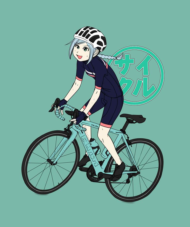 插画, three-colored dumpling, manga, road bike, 自行车, cycling jersey, bike shorts