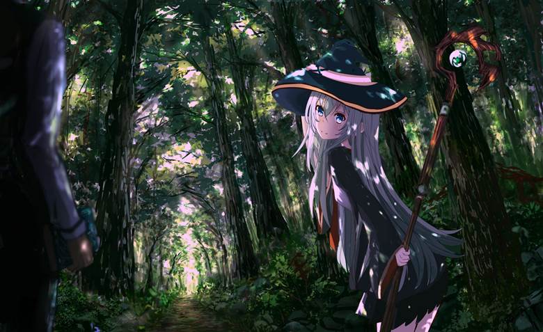 background, 风景, 白发, forest, 魔术师, 女孩子