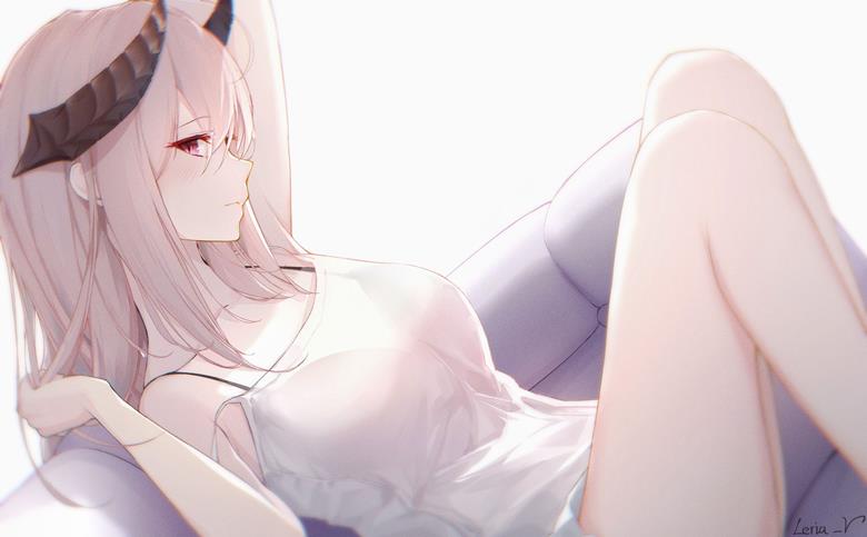 original works, 女孩子, 显性巨乳, red eyes, casual clothes, young girl, horned girl, 原创5000users加入书籤