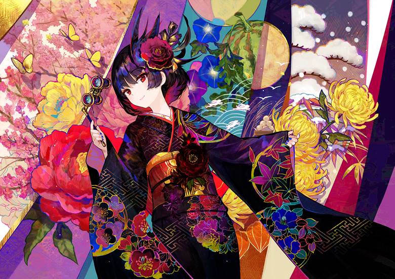 原创, kimono, flower, spring, 太美了, 极彩色的魔术师, 建议点击, 原创30000收藏
