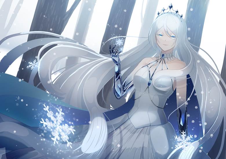 original, girl, Snow Queen, white hair, queen, snow, white dress