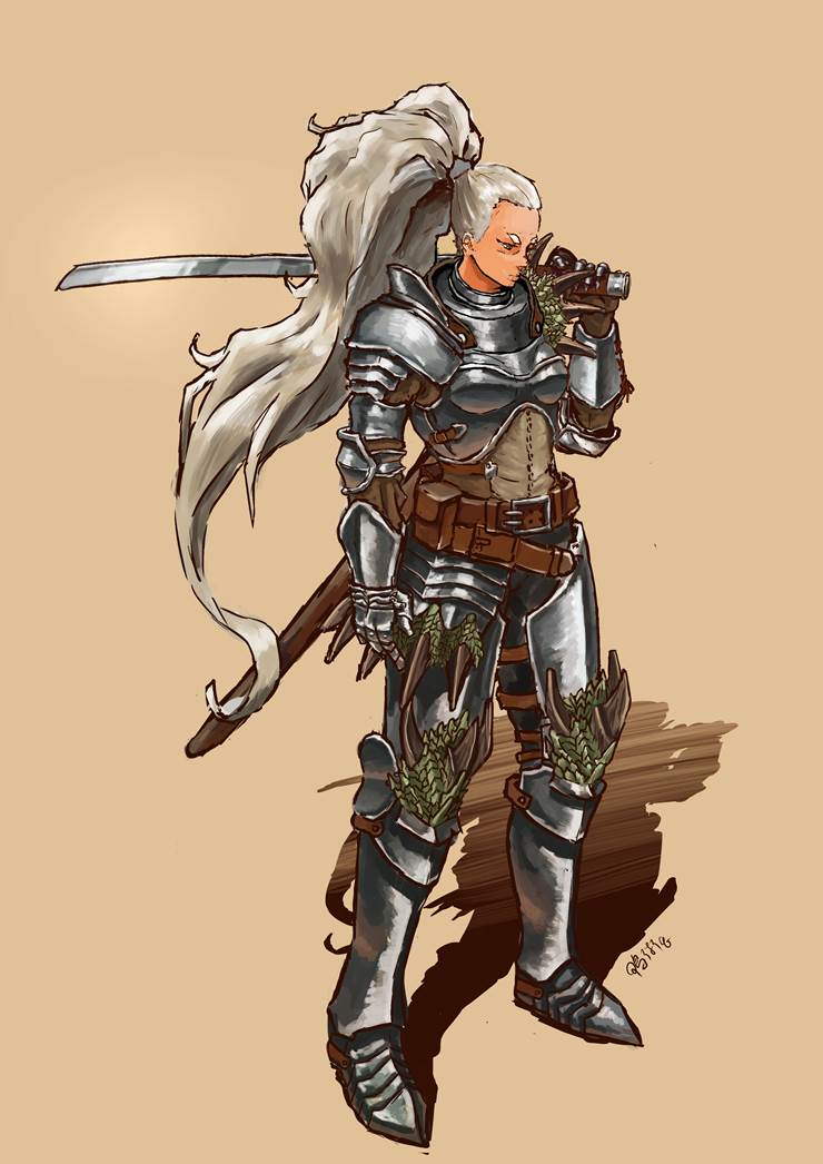 armor, 魔物猎人, hunter, 女孩子, big sword, 日本刀