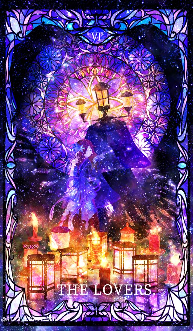 插画, 原创, tarot card, lover, major arcana, 和风, Original 300+ bookmarks, unusual head, lantern