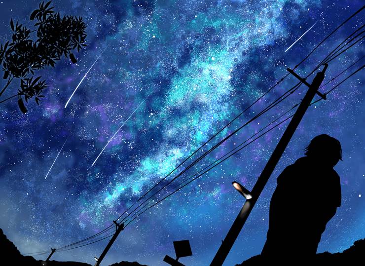 star, starry sky, universe, night sky, 风景, meteor, 银河, tanabata, silhouette, electric light