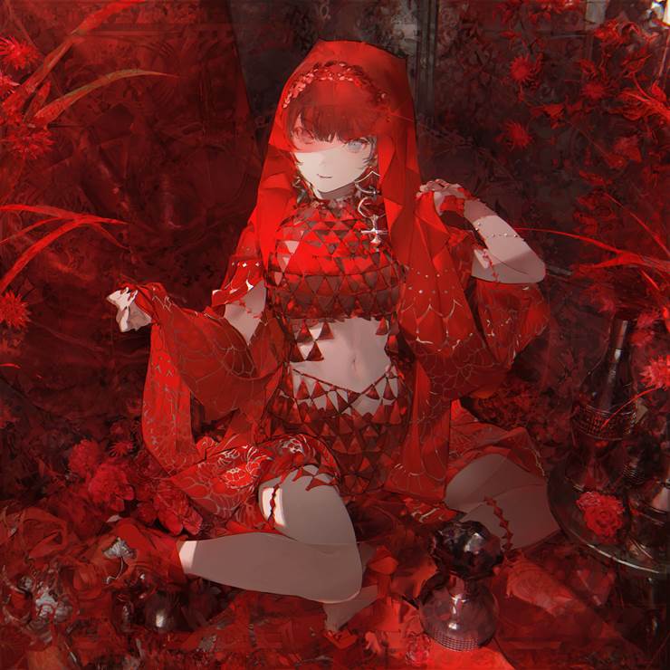 原创, red, midriff, 原创1000users加入书籤, 肚脐, 舞者